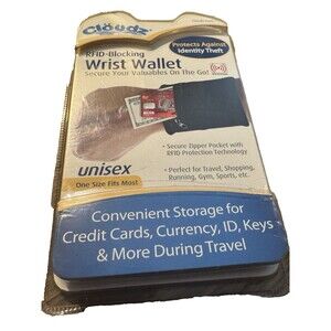 Clöudz RFID-Blocking Travel Wrist Wallet Protects Against Identity Theft  Black